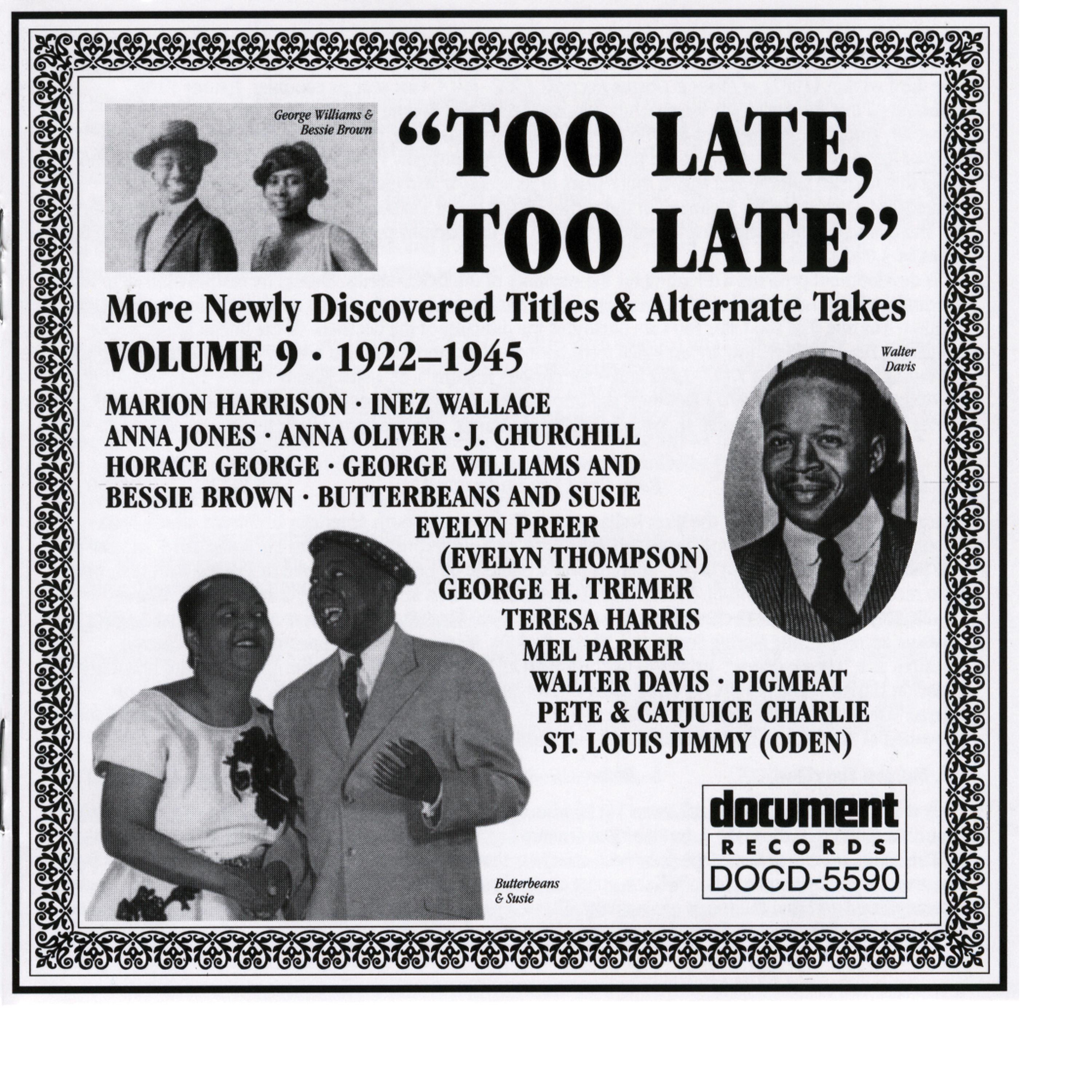 Постер альбома "Too Late, Too Late" Vol. 9 (c. 1922-1945)