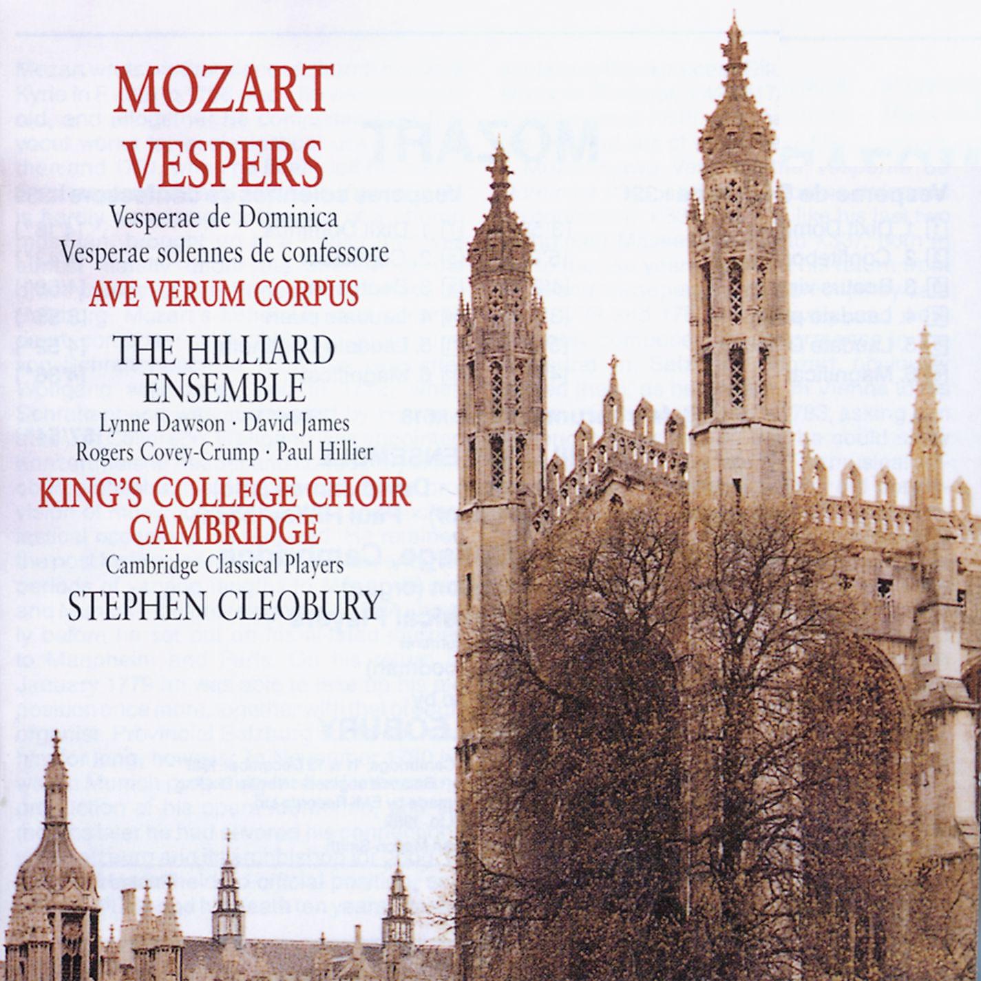 Постер альбома Verspers/ Ave Verum Corpus - Mozart
