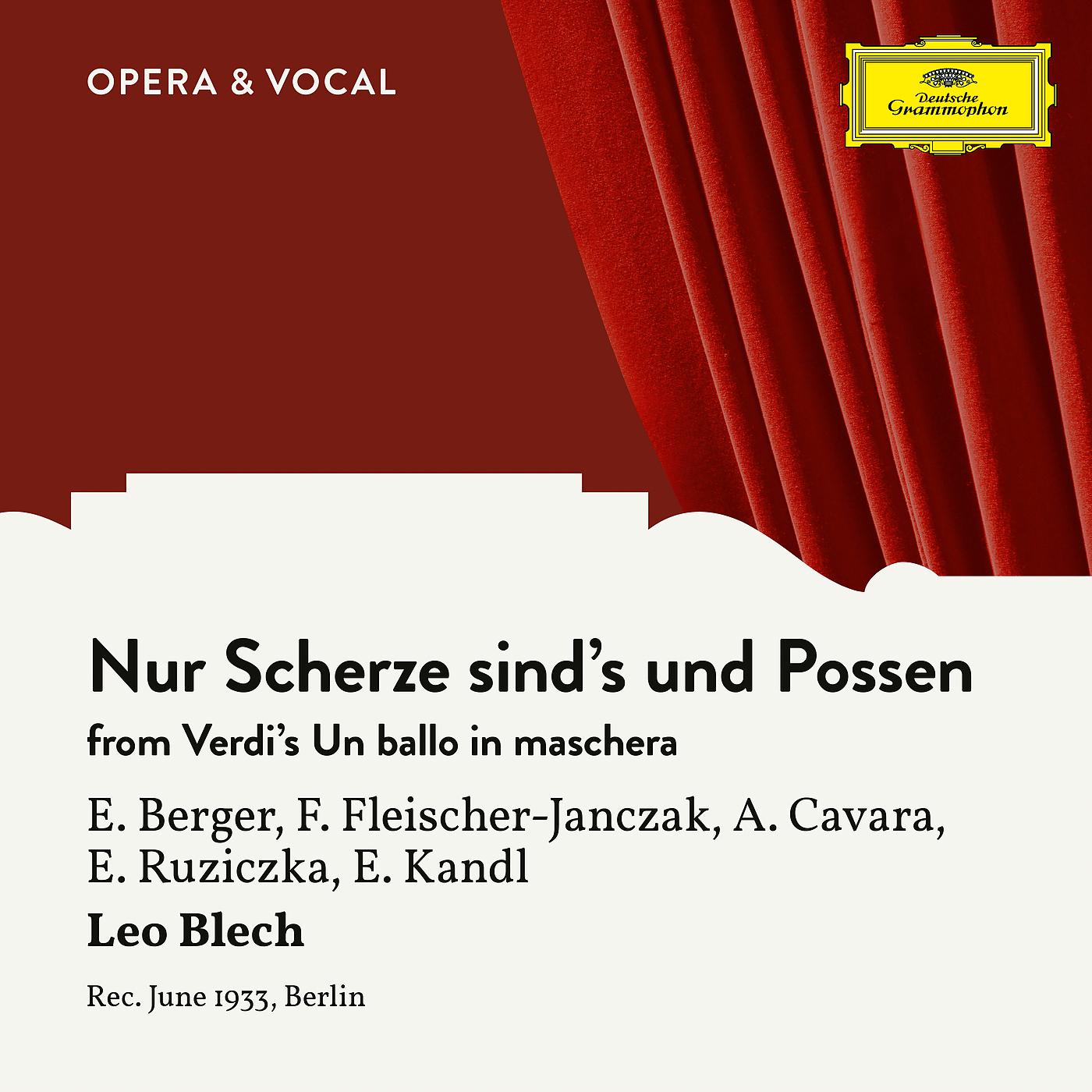 Постер альбома Verdi: Un ballo in maschera: Nur Scherze sind's und Possen