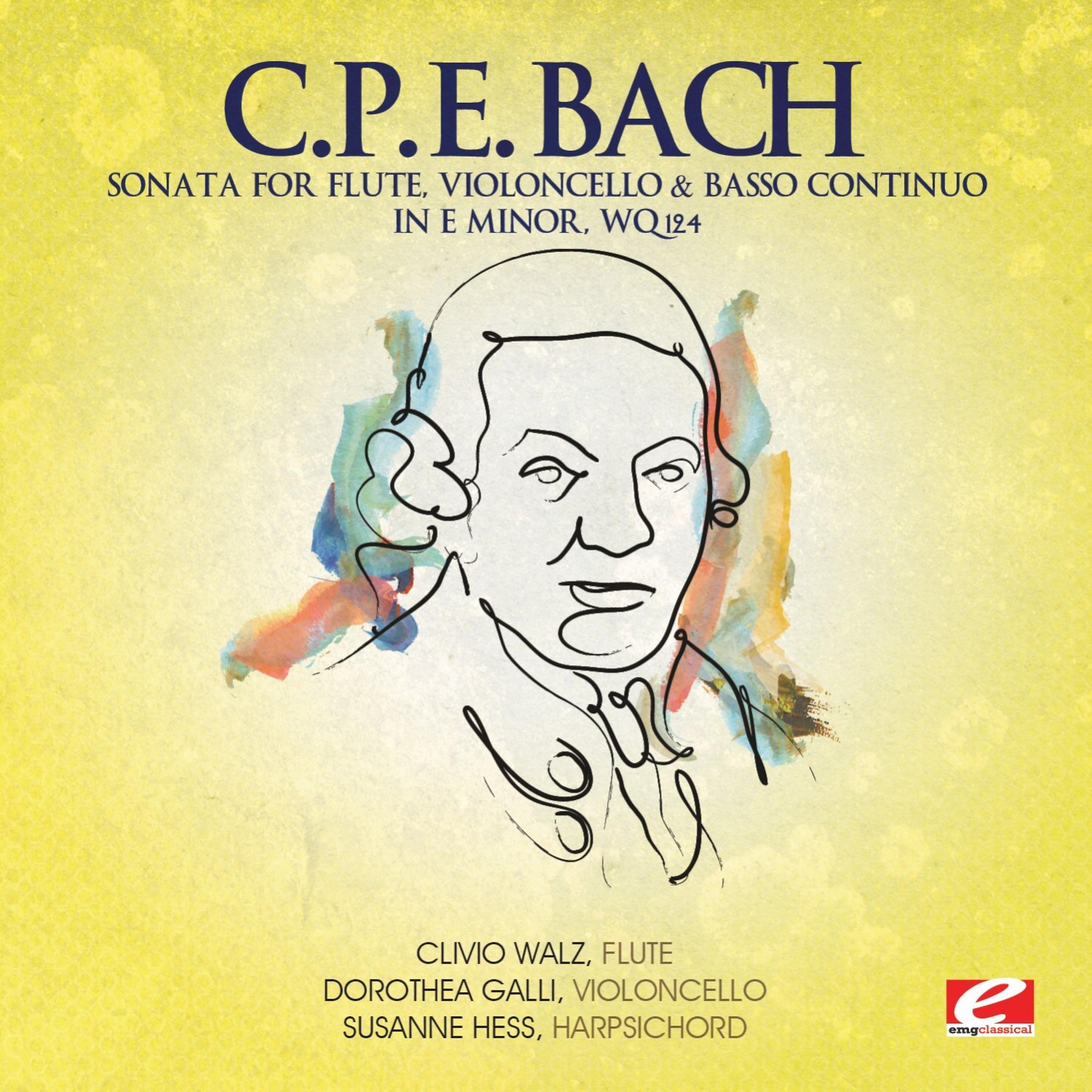 Постер альбома C.P.E. Bach: Sonata for Flute, Violoncello & Basso Continuo in E Minor, Wq.124 (Digitally Remastered)