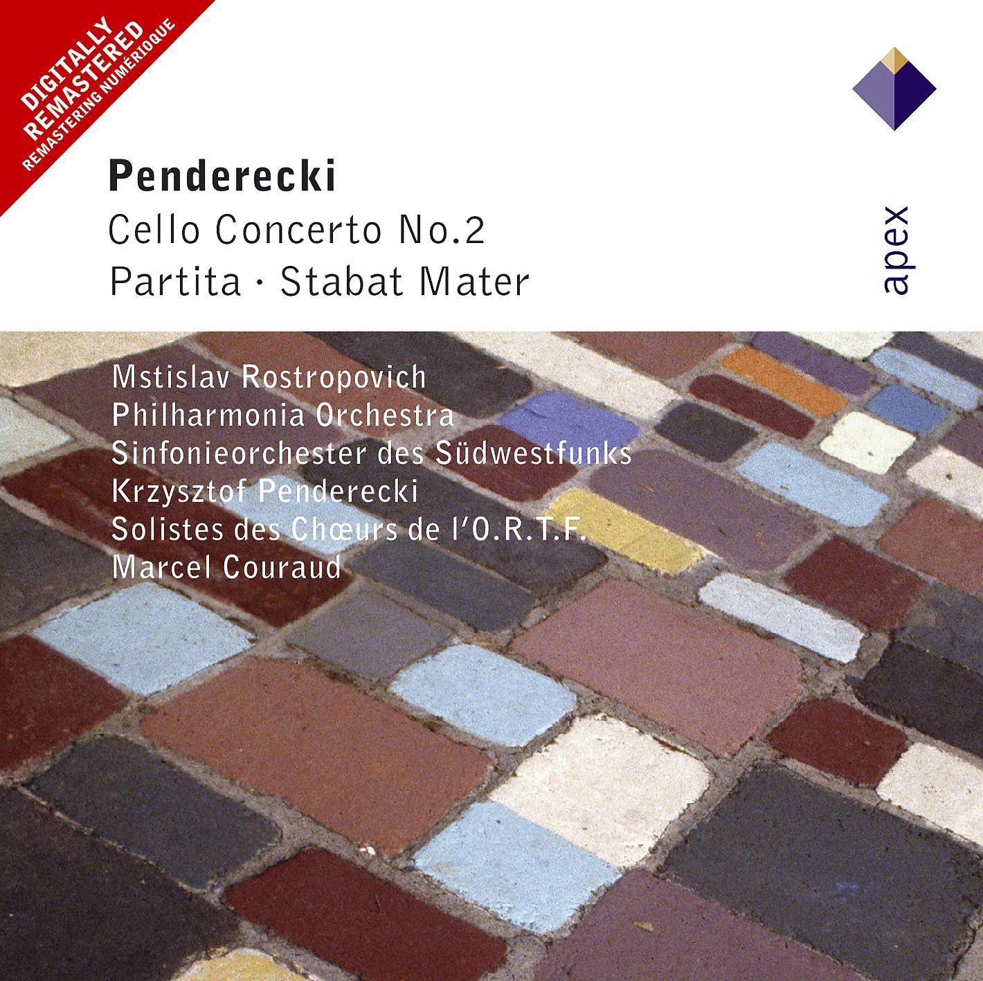 Постер альбома Penderecki : Cello Concerto No.2, Partita & Stabat Mater  -  APEX