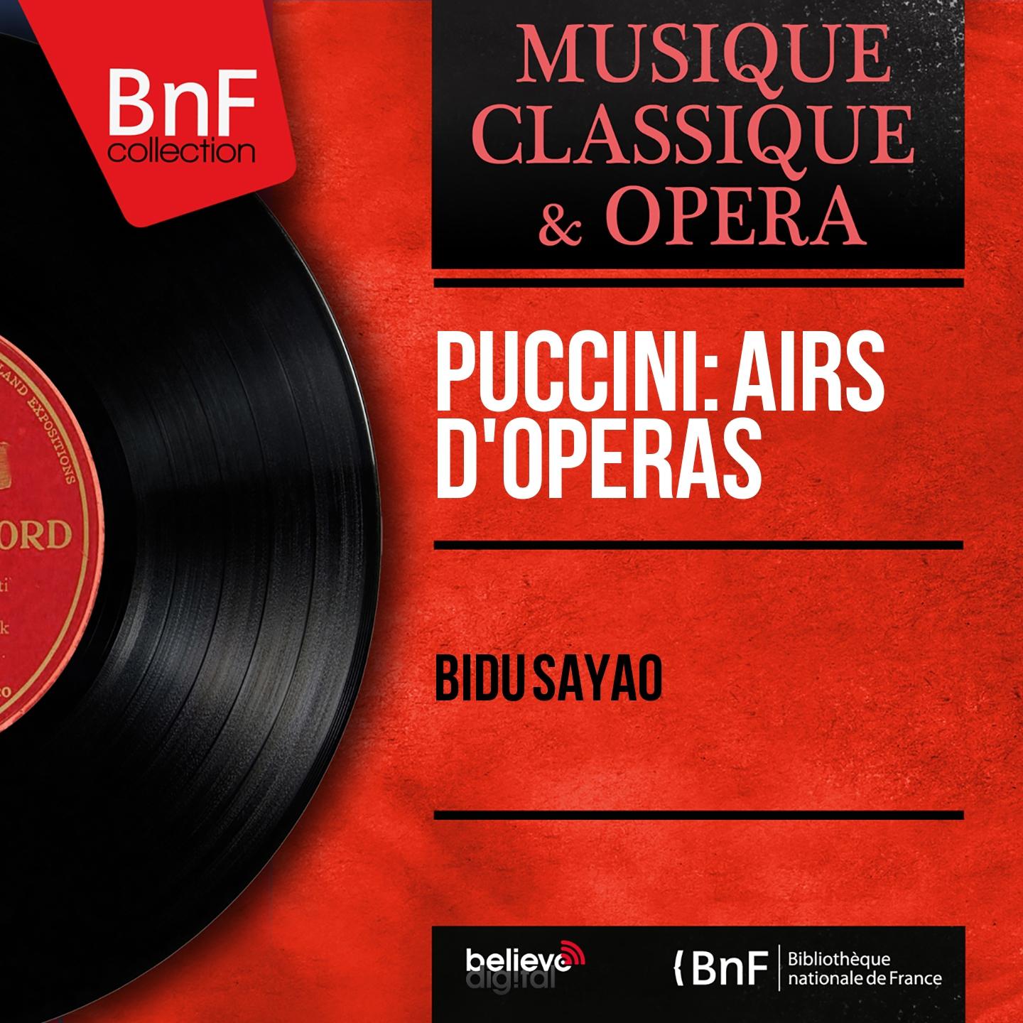 Постер альбома Puccini: Airs d'opéras (Mono Version)