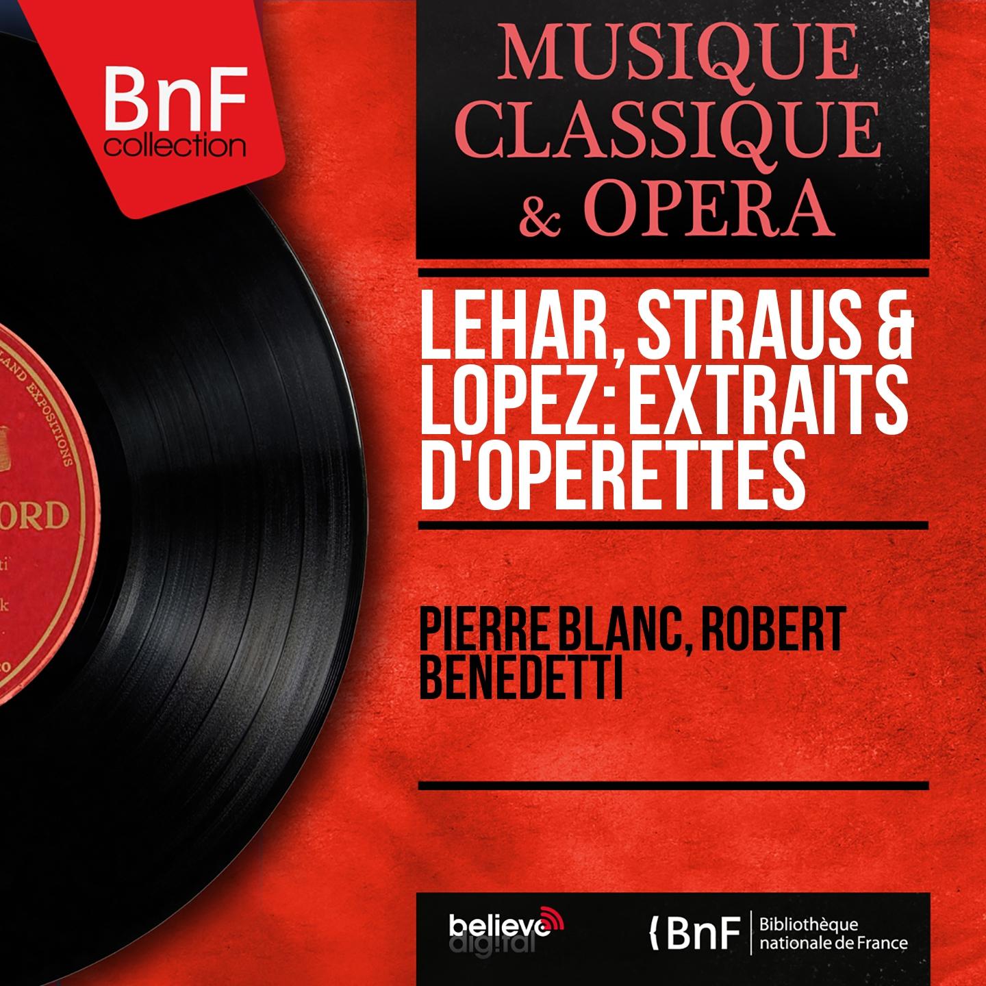 Постер альбома Lehár, Straus & Lopez: Extraits d'opérettes (Mono Version)
