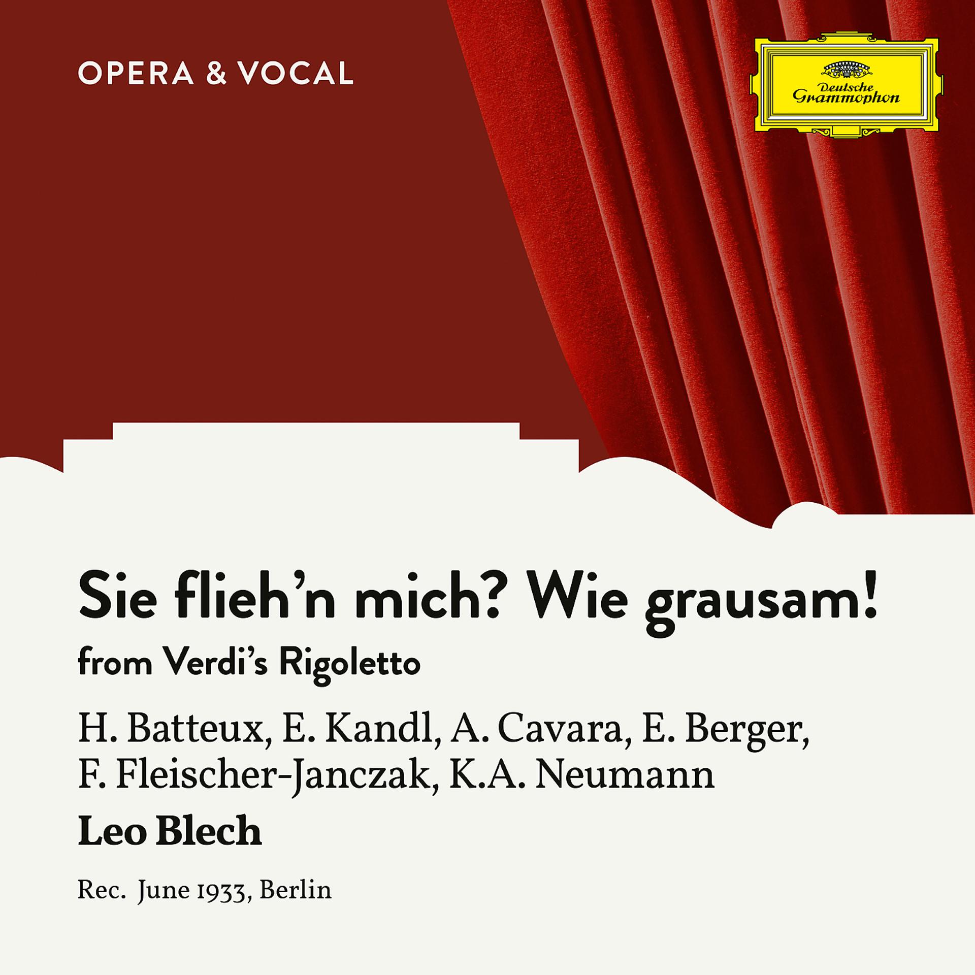 Постер альбома Verdi: Rigoletto: Sie flieh´n mich? Wie grausam!