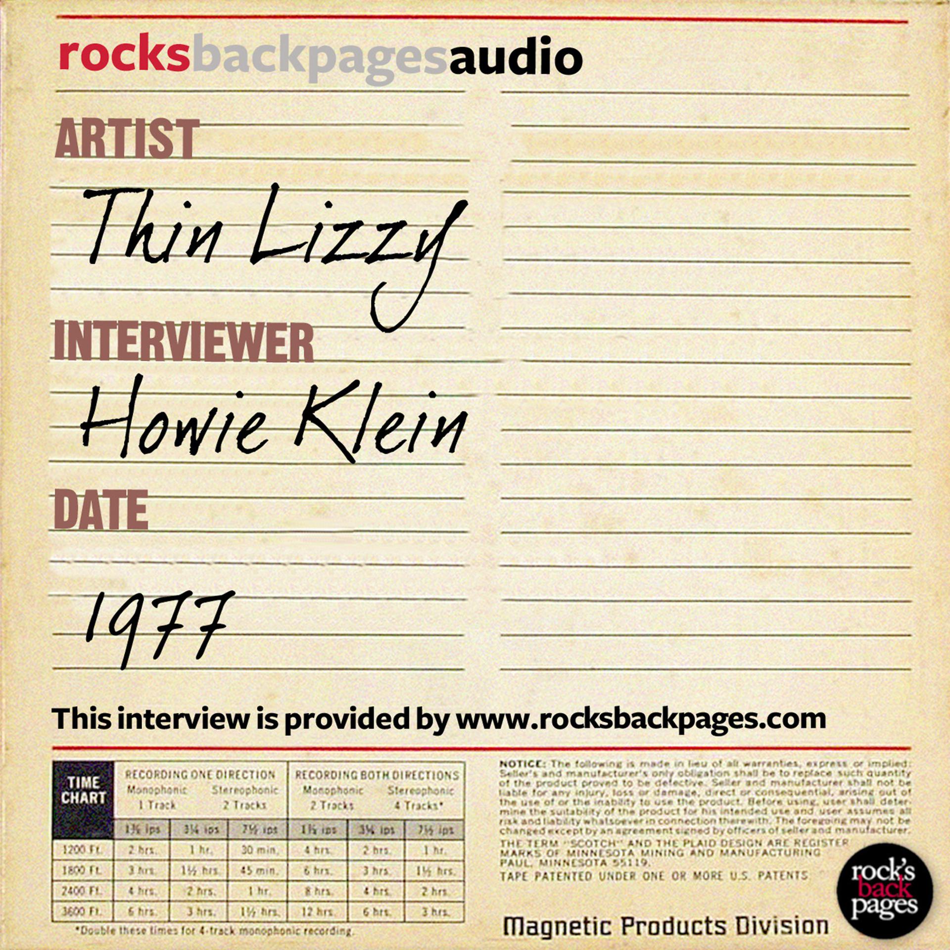 Постер альбома Thin Lizzy Interviewed by Howie Klein
