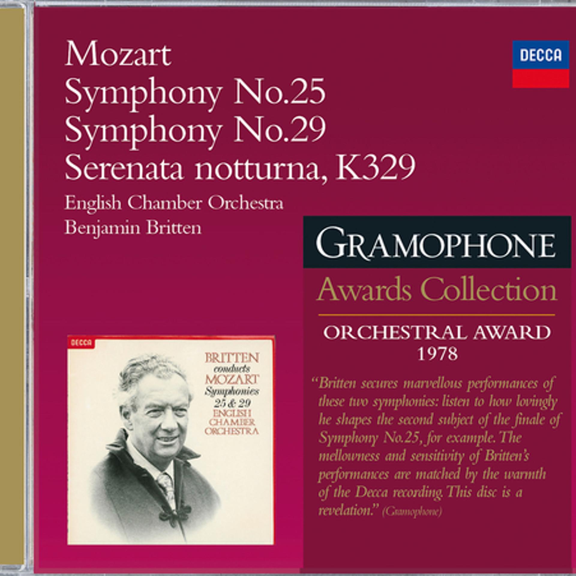 Постер альбома Mozart: Symphonies Nos.25 & 29; Serenata Notturna