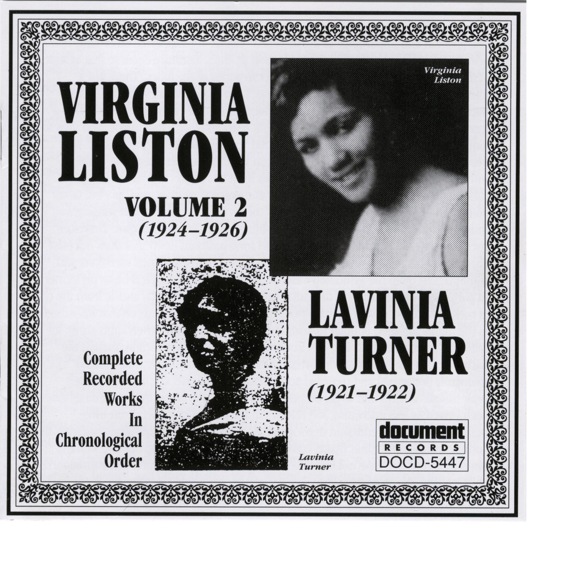 Постер альбома Virginia Liston Vol. 2 (1924-1926) Lavinia Turner (1921-1922)