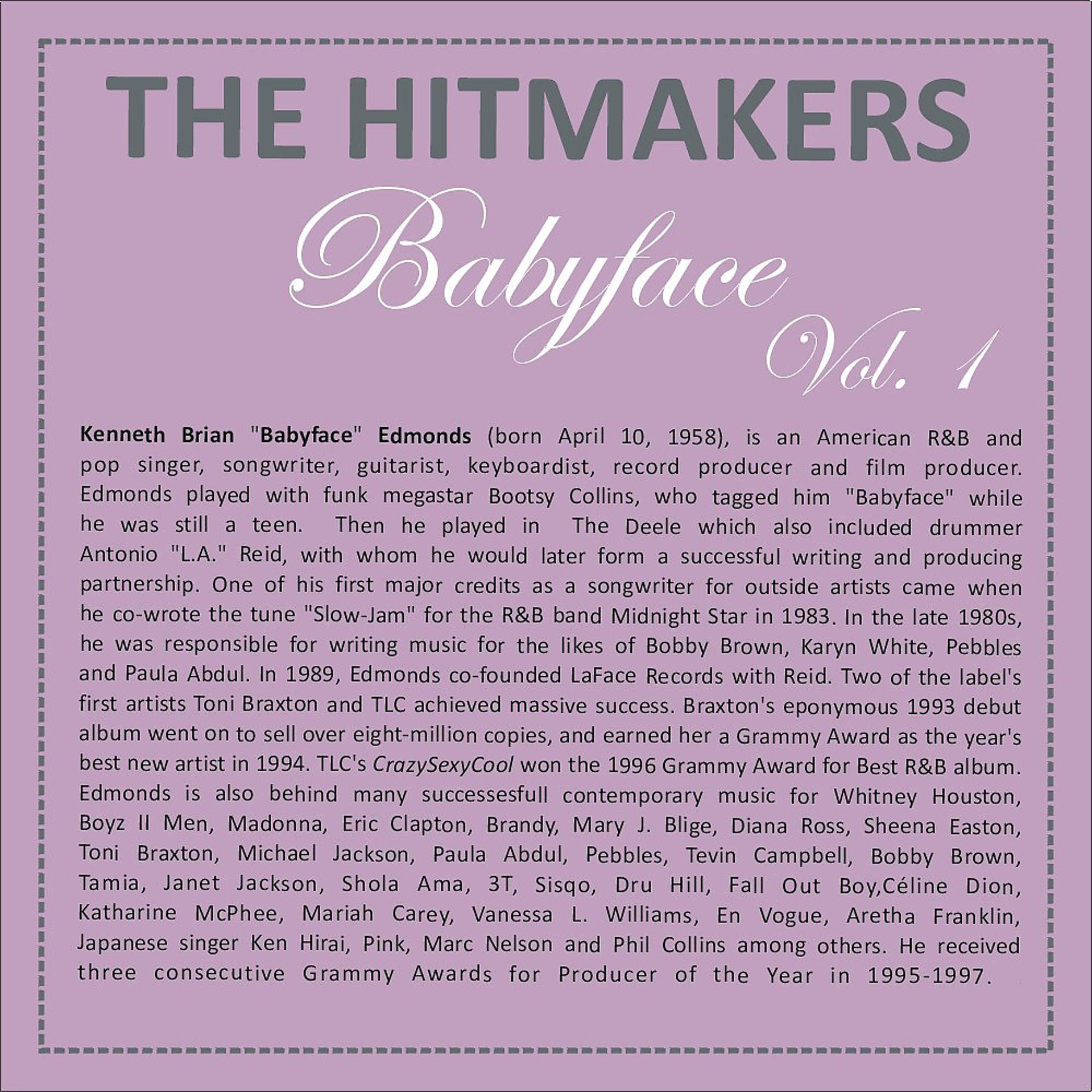 Постер альбома Hits Written by "Babyface" Kenneth Edmonds, Vol. 1