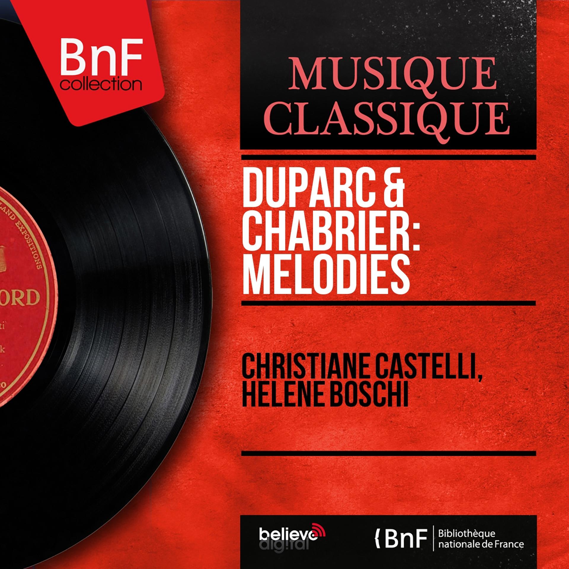 Постер альбома Duparc & Chabrier: Mélodies (Mono Version)
