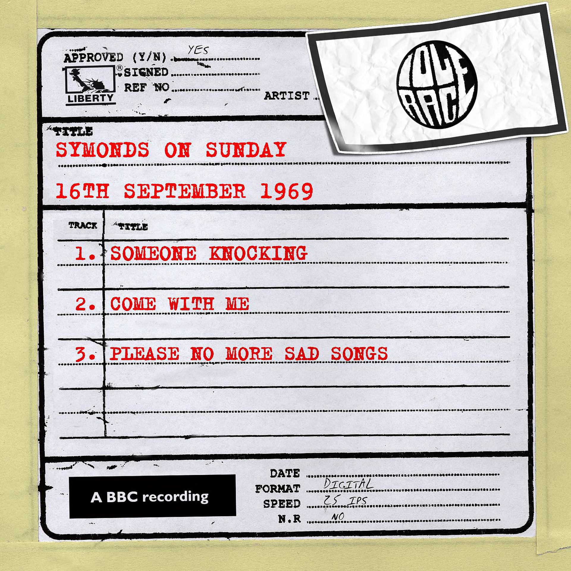 Постер альбома Symonds On Sunday [16th September 1969] (16th September 1969)