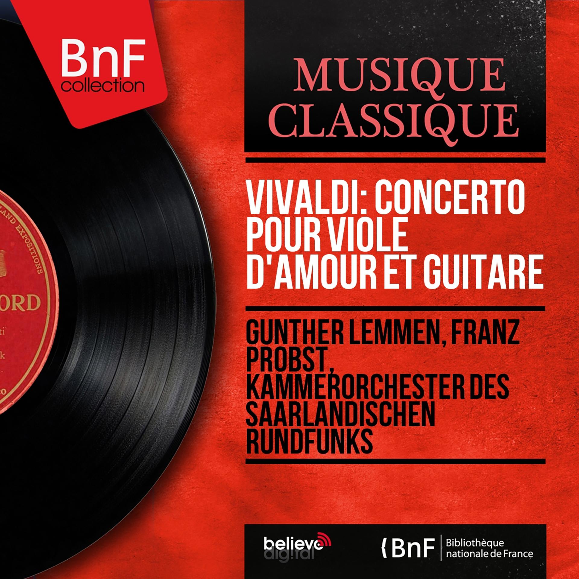 Постер альбома Vivaldi: Concerto pour viole d'amour et guitare (Mono Version)