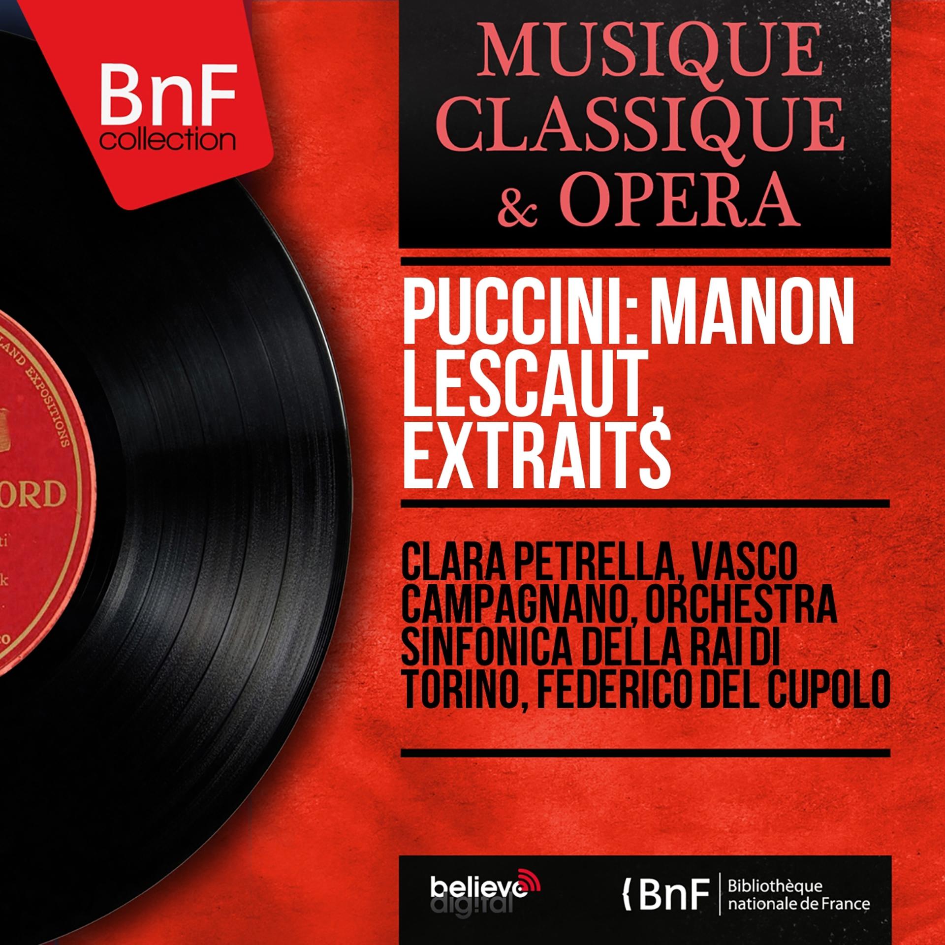 Постер альбома Puccini: Manon Lescaut, extraits (Mono Version)